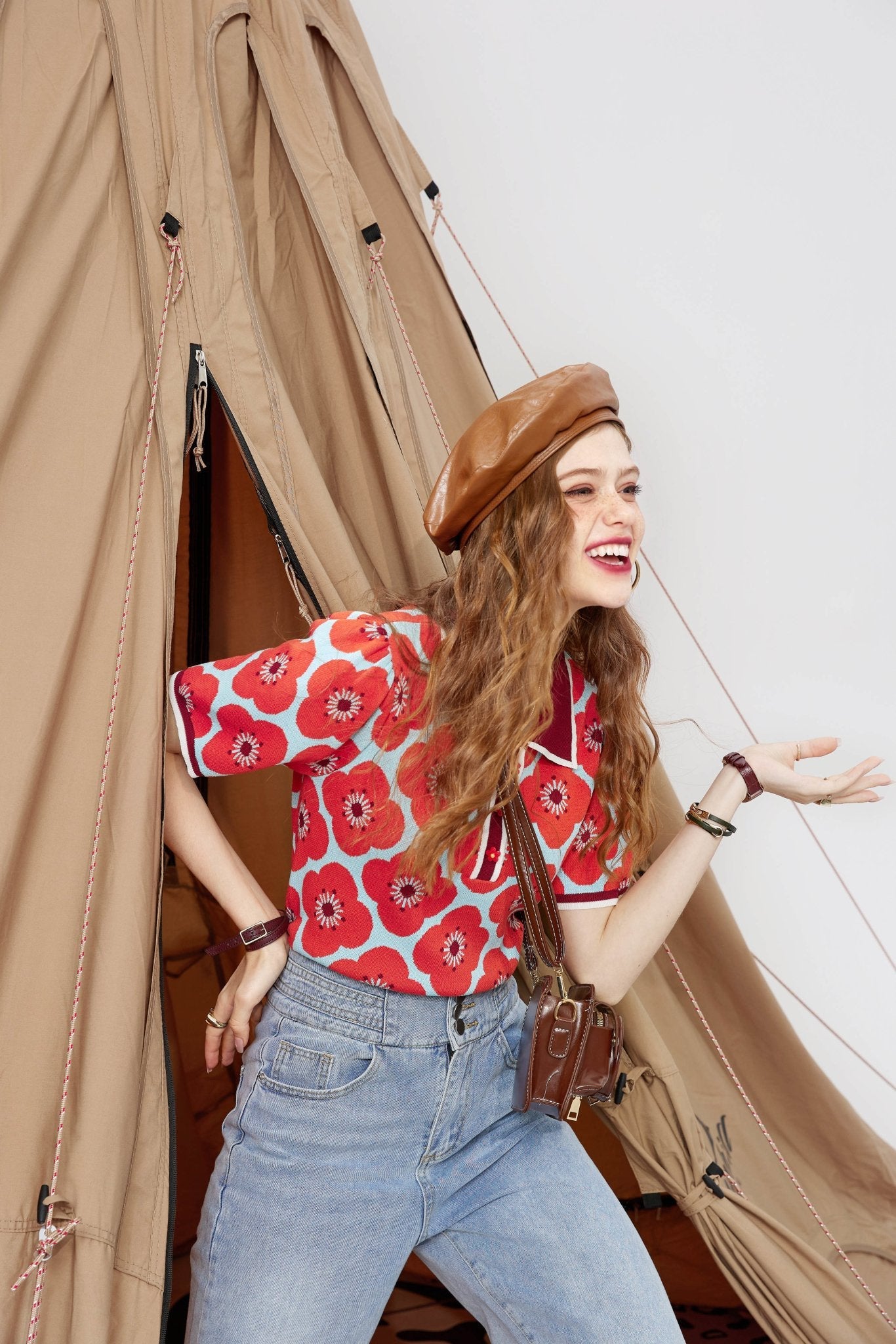 Daisy Floral Casual Knit Pullover Knitwear Women,Autumn Vintage Girly Basic Daily Sweater Crop Top