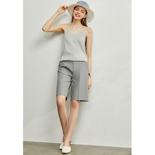 Minimalism Spring Summer Knitted Soft Solid Vest tops Women Causal Vneck sleeveless Camisole Top Women