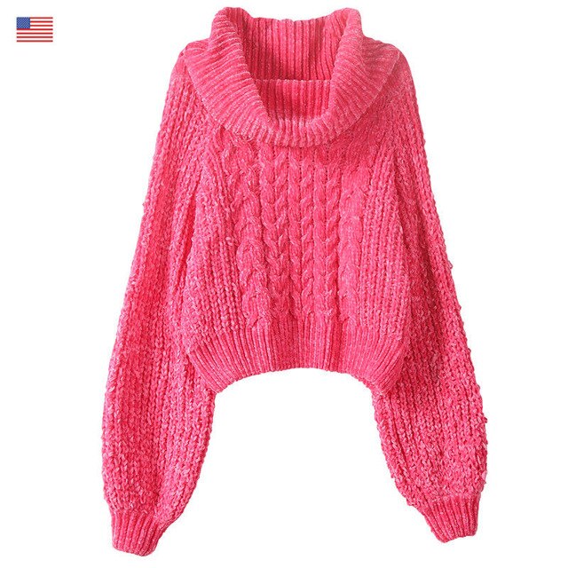 Gray Solid Knitted Casual Sweater Women Autumn Rose Red Pure Korean Ladies Off-Shoulder Top