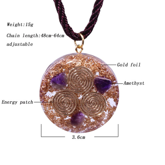REIKI Orgonite Pendant Natural Amethyst Sweater Chain Men And Women Necklace Bring Lucky Healing Jewelry
